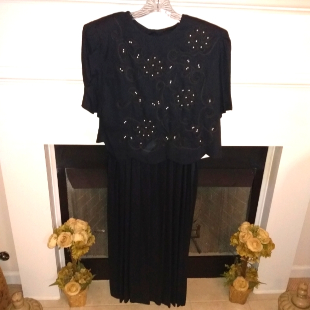 Vintage Karin Stevens Black  Dress size 12 New With Tags